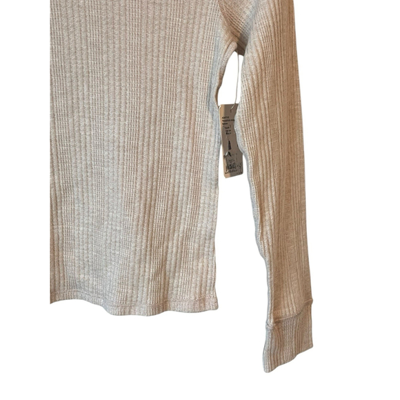 SO Henley Top Large 10/12 Beige Ribbed Long Sleeve Shirt NWT - Picture 5 of 9